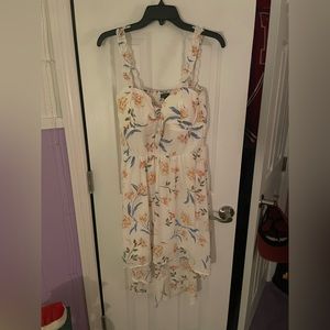 White Floral Assymetrical Dress